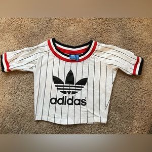 Adidas striped athletic crop top